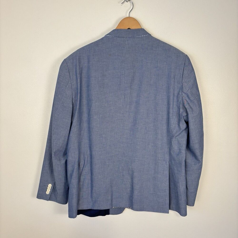 Tommy Hilfiger 46R Blue 100% Cotton Two Button Blazer Sport Coat Jacket FLAWED - Picture 7 of 11